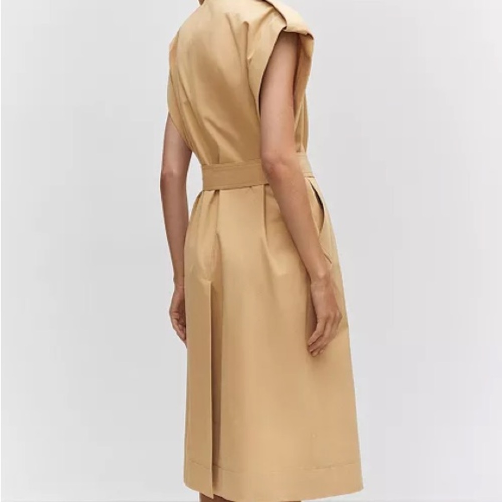 MNG Sleeveless Button-Down Trench Coat Khaki Small - Picture 3 of 13